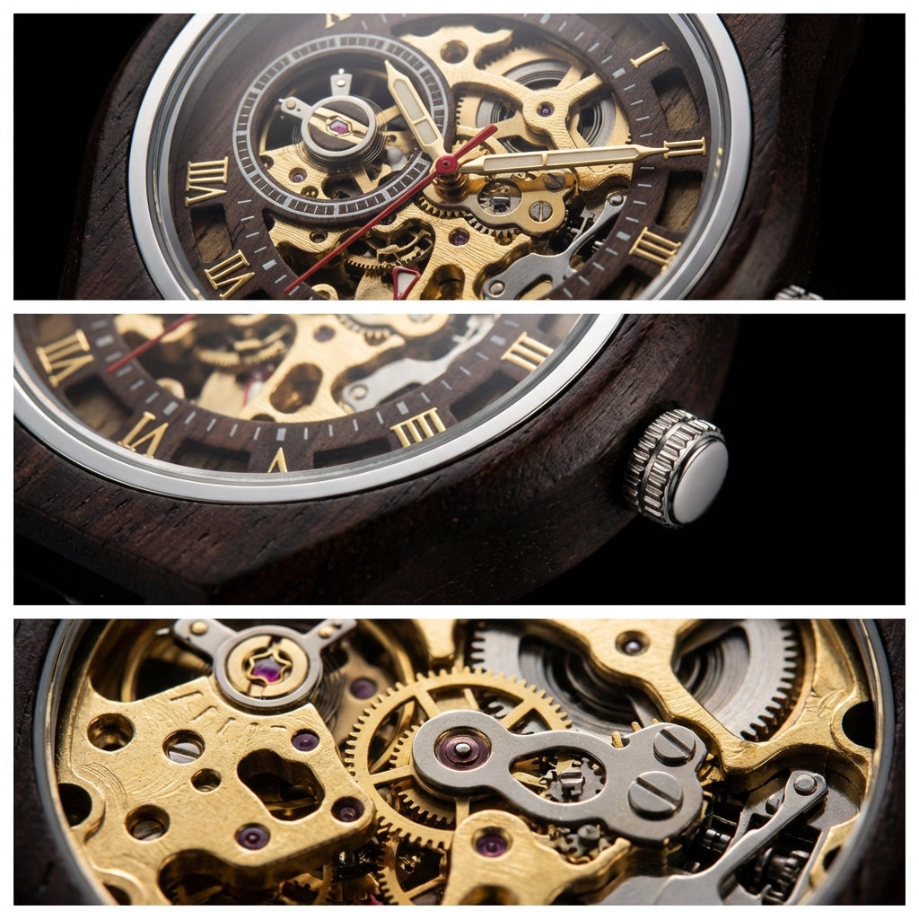 玄 — Gen | 機械式スケルトン木製腕時計 | RINGS WOOD WATCH