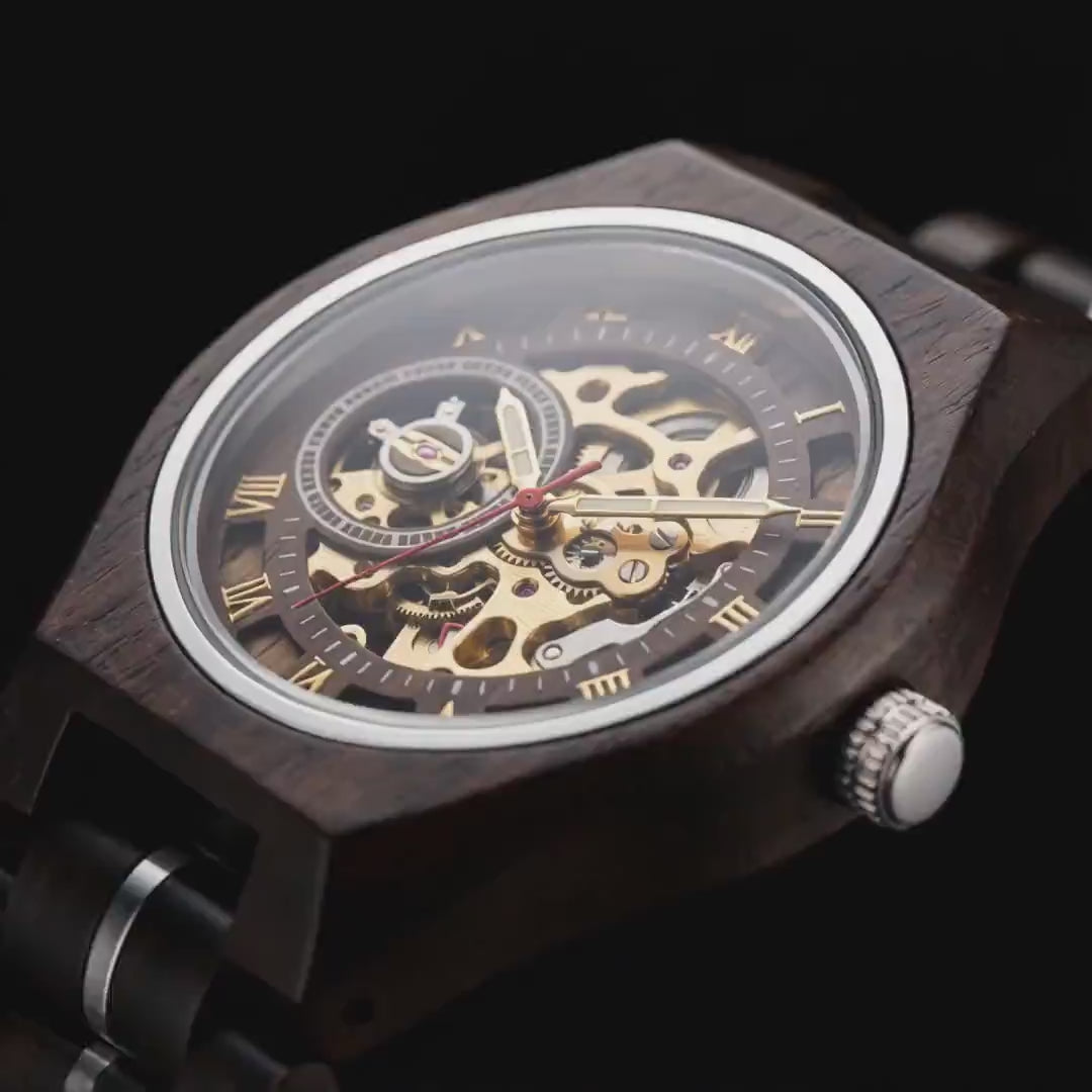 玄 — Gen | 機械式スケルトン木製腕時計 | RINGS WOOD WATCH